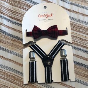 NWT Cat and Jack baby bow tie and suspenders